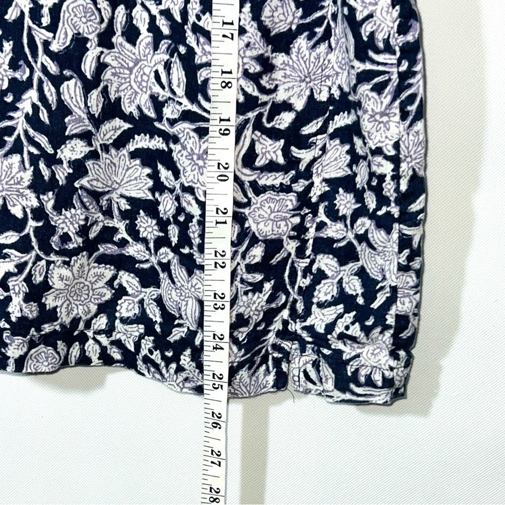 Pure Jill Linen 2 pcs Set Blue Floral Pull On Cuffed Shorts Pockets Top Shirt M - Picture 13 of 16